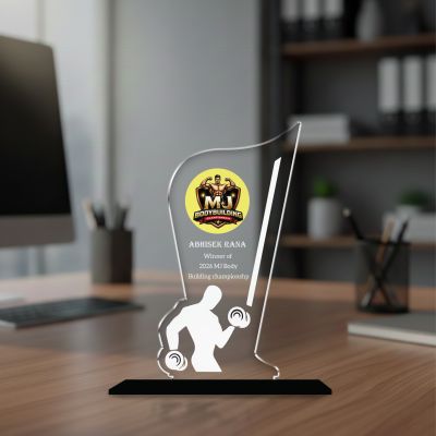 Personalized Body Building Award Trophy | Sports Acrylic Trophy for School Games, Fitness Event & Gym Competitions